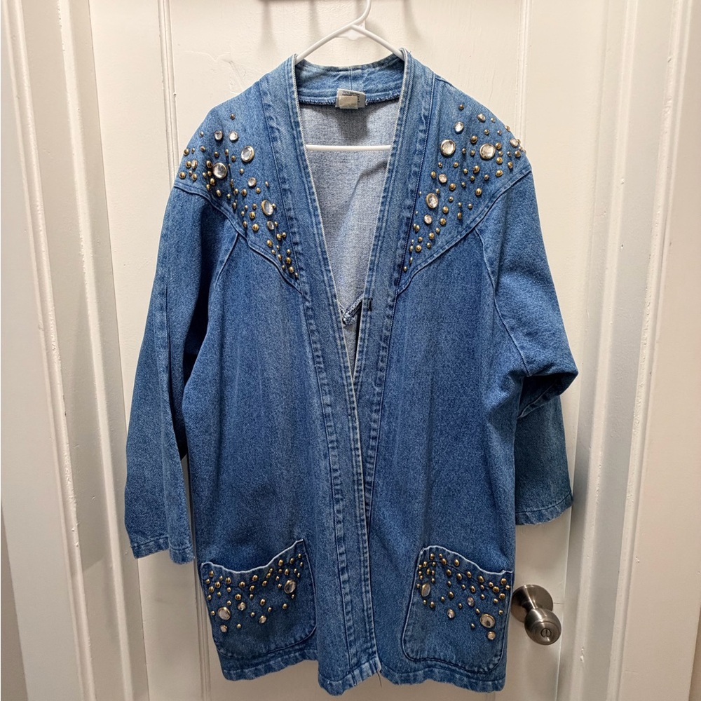 Vintage 1990s Embellished Blue Denim Jacket